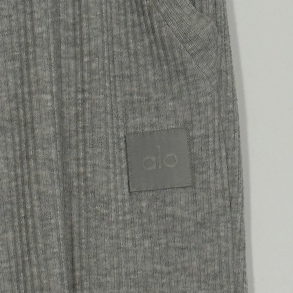 Alo Yoga Muse Ribbed Jogger Pants Small Heather Grey Drawstring Loungewear